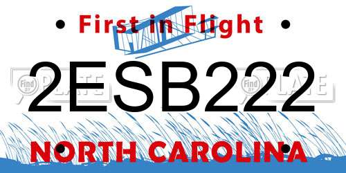 2ESB222 North Carolina License Plate