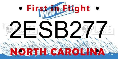 2ESB277 North Carolina License Plate