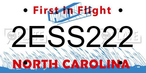 2ESS222 North Carolina License Plate