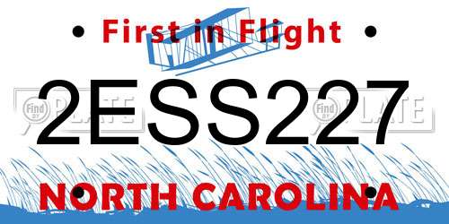 2ESS227 North Carolina License Plate