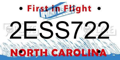 2ESS722 North Carolina License Plate