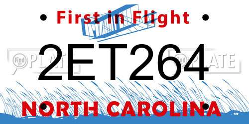 2ET264 North Carolina License Plate