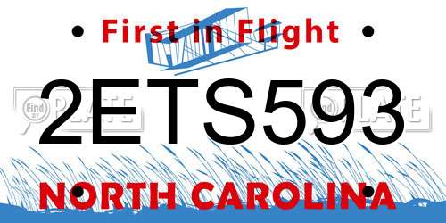 2ETS593 North Carolina License Plate