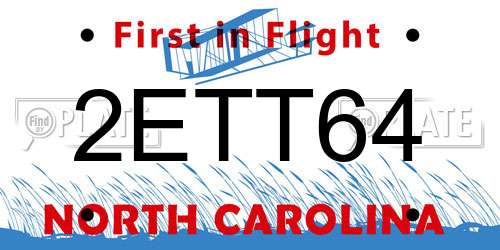 2ETT64 North Carolina License Plate