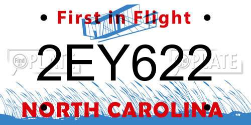 2EY622 North Carolina License Plate