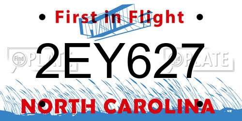 2EY627 North Carolina License Plate