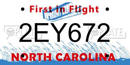 2EY672 North Carolina License Plate