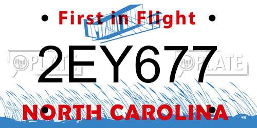 2EY677 North Carolina License Plate