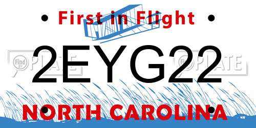 2EYG22 North Carolina License Plate
