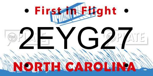 2EYG27 North Carolina License Plate