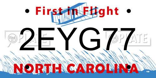 2EYG77 North Carolina License Plate