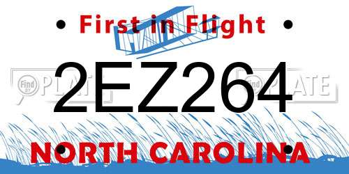 2EZ264 North Carolina License Plate