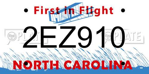 2EZ910 North Carolina License Plate