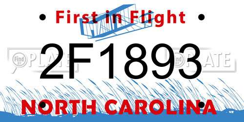 2F1893 North Carolina License Plate