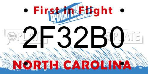 2F32B0 North Carolina License Plate