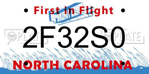 2F32S0 North Carolina License Plate