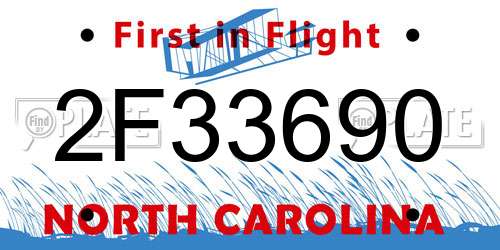 2F33690 North Carolina License Plate