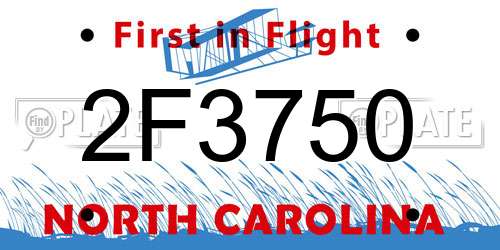 2F3750 North Carolina License Plate