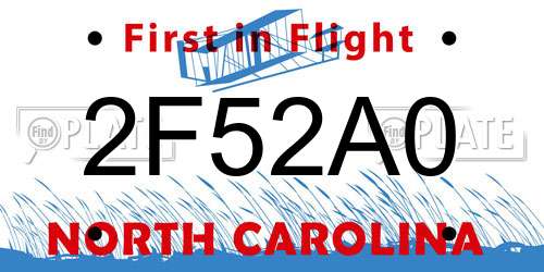 2F52A0 North Carolina License Plate