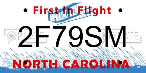 2F79SM North Carolina License Plate