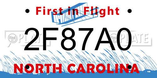 2F87A0 North Carolina License Plate