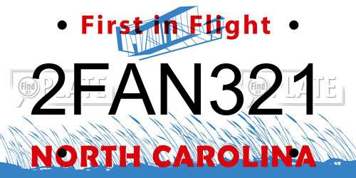 2FAN321 North Carolina License Plate