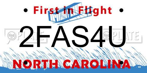 2FAS4U North Carolina License Plate