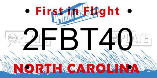 2FBT40 North Carolina License Plate
