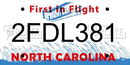 2FDL381 North Carolina License Plate