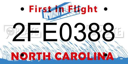 2FE0388 North Carolina License Plate
