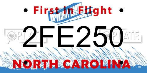2FE250 North Carolina License Plate