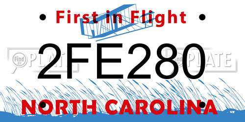 2FE280 North Carolina License Plate