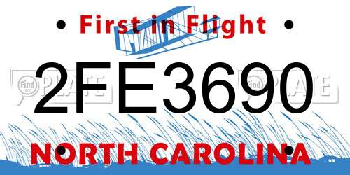 2FE3690 North Carolina License Plate