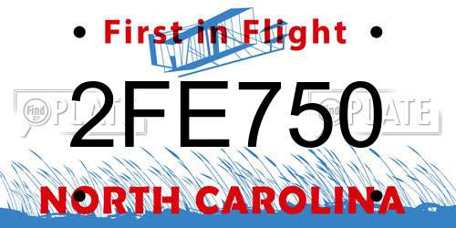 2FE750 North Carolina License Plate