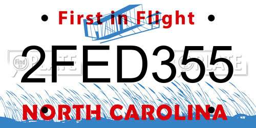 2FED355 North Carolina License Plate