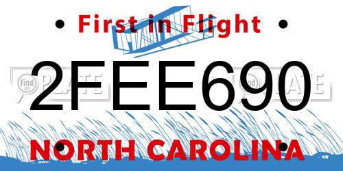 2FEE690 North Carolina License Plate