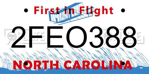2FEO388 North Carolina License Plate