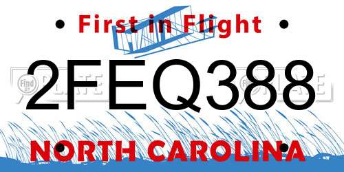 2FEQ388 North Carolina License Plate