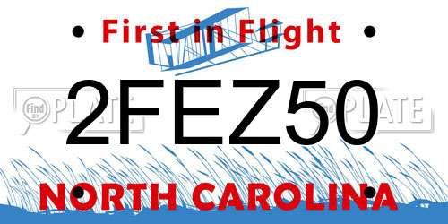 2FEZ50 North Carolina License Plate