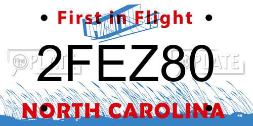2FEZ80 North Carolina License Plate