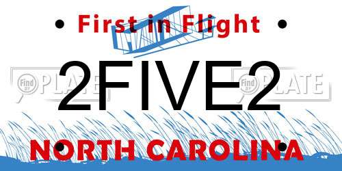 2FIVE2 North Carolina License Plate