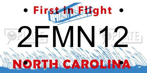 2FMN12 North Carolina License Plate