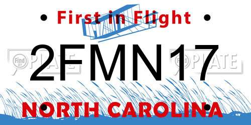 2FMN17 North Carolina License Plate