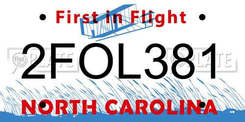 2FOL381 North Carolina License Plate