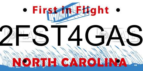 2FST4GAS North Carolina License Plate
