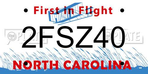 2FSZ40 North Carolina License Plate