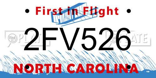 2FV526 North Carolina License Plate