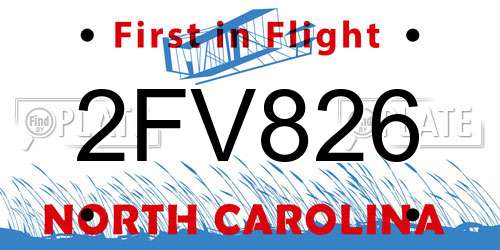 2FV826 North Carolina License Plate