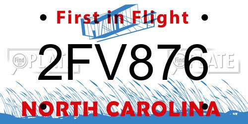 2FV876 North Carolina License Plate