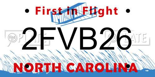 2FVB26 North Carolina License Plate